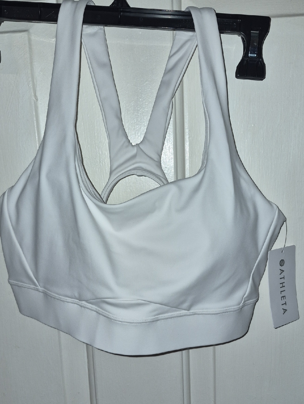 Athleta Medium Compression White Padded Racerback Sports Bra Size L